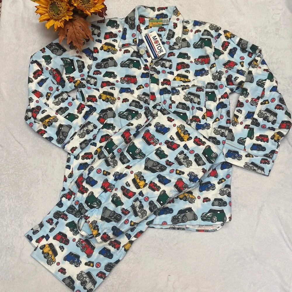 NWT PAJAMARAMA Size L Car Print Pajama Set - Picture 1 of 8